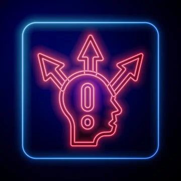 Glowing neon Project team base icon isolated on black background. Business Stock Illustration