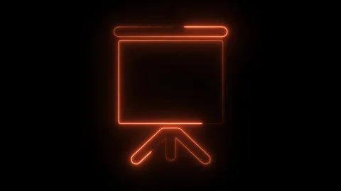 Glowing Neon Projector Screen Icon, Symbol of Visual Display and Presentati.. Stock Footage 299791489