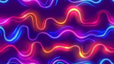 Glowing Neon Psychedelic Seamless Background with Abstract Retro Motion Stock Footage 315383109