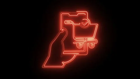 Glowing neon purchasing icon isolated on black background. HD Video motion .. Stock Footage 314642019