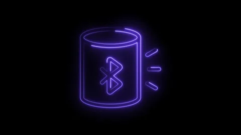 Glowing neon purple Bluetooth icon symbol pulsing with energy on isolated t.. Stock Footage 314551733