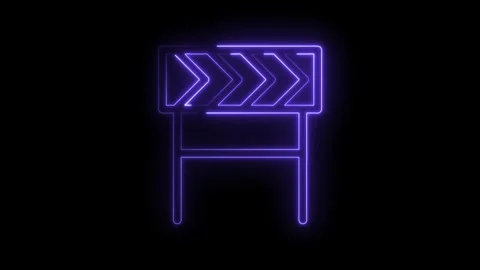 Glowing Neon Purple Clapperboard Icon Animation Isolated on Black Backgroun.. Stock Footage 315498260