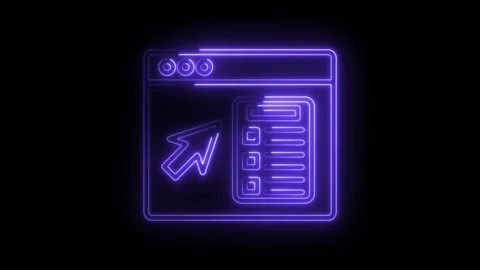 Glowing neon purple cursor arrow selecting items on a digital checklist wit.. Stock Footage 314557661