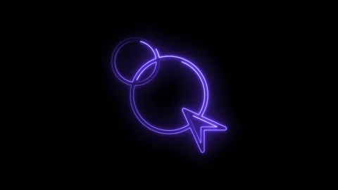 Glowing neon purple cursor arrow interacting with interconnected circles on.. Stock Footage 314558202