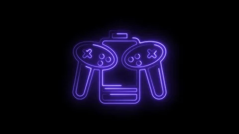 Glowing Neon Purple Gaming Controller Icon Abstract Futuristic Symbol Desig.. Stock Footage 315495943