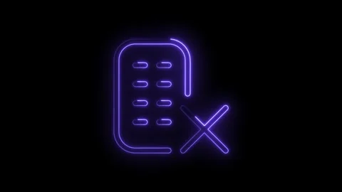 Glowing Neon Purple List Delete Icon Animation Transparent Background Futur.. Stock Footage 314552302