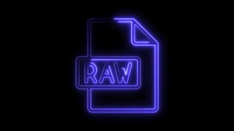 Glowing Neon Purple Raw File Icon Isolated on Black Background Futuristic D.. Stock Footage 314556699