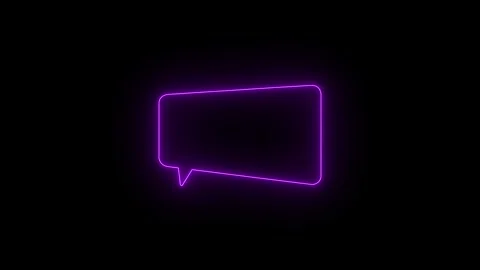 Glowing neon purple rectangular speech bubble on transparent background. 4k. Stock Footage 341275852