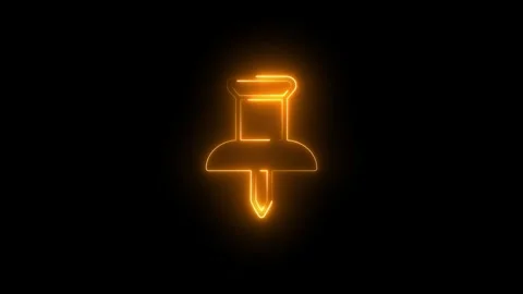 Glowing Neon Push Pin Icon Isolated on Black Background, Animated Pinned Sy.. Stock Footage 309041258