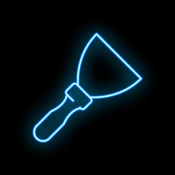 Glowing neon putty knife with copy space on black background Illustration