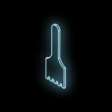 Glowing neon putty knife icon on dark background Stock Illustration