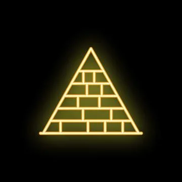 Glowing neon pyramid shining on black background Stock Illustration
