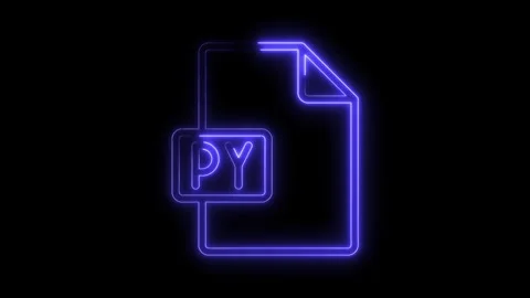 Glowing Neon Python File Icon Isolated on Black Background Futuristic Digit.. Stock Footage 314554736
