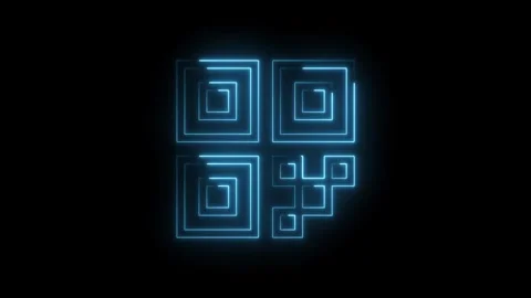 Glowing neon qr code animation on black background high technology and mode.. Stock Footage 314543449