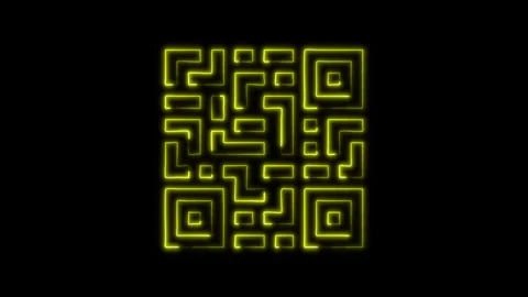Glowing neon QR Code icon isolated on black background. HD Video motion gra.. Stock Footage 316237217