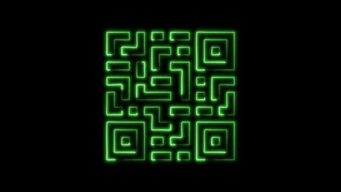 Glowing neon QR Code icon isolated on black background. HD Video motion gra.. Stock Footage 316237267