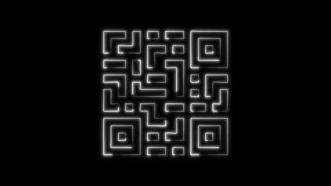 Glowing neon QR Code icon isolated on black background. HD Video motion gra.. Stock Footage 316237284