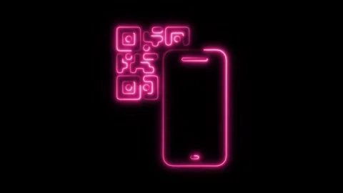 Glowing Neon QR Code Scan Icon Isolated, HD Motion Graphic Representing Dig.. Stock Footage 301274283