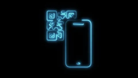 Glowing Neon QR Code Scan Icon Isolated, HD Motion Graphic Representing Dig.. Stock Footage 301274290