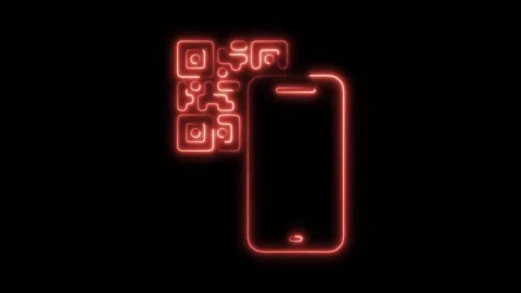 Glowing Neon QR Code Scan Icon Isolated, HD Motion Graphic Representing Dig.. Stock Footage 301274296