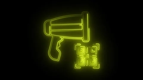 Glowing neon qr code scan icon isolated on black background. HD Video motio.. Stock Footage 314641083