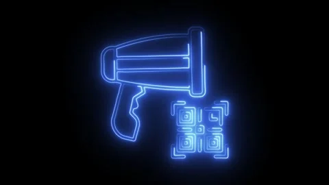 Glowing neon qr code scan icon isolated on black background. HD Video motio.. Stock Footage 314641111