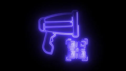 Glowing neon qr code scan icon isolated on black background. HD Video motio.. Stock Footage 314641112