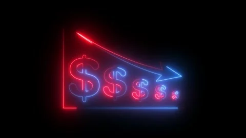 Glowing neon quality control and company cost reduction animation Stock Footage 341797107