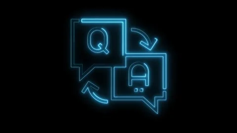 Glowing neon question answer exchange icons isolated on black background se.. Stock Footage 312329465