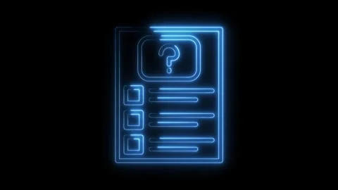 Glowing neon question mark form presentation for quiz evaluation and feedback Stock Footage 322968399