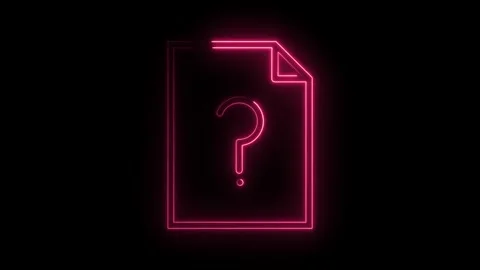 Glowing neon question mark icon on docum... | Stock Video | Pond5