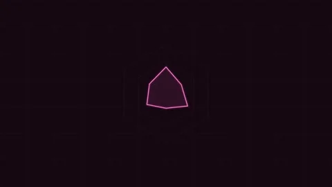 Glowing neon radar spider chart on a tech grid, pink neon Video stock 342595586