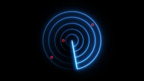 Glowing neon radar technology animation icon signal navigation circle radar.. Stock Footage 302237180