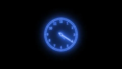 Glowing Neon Rainbow Clock Animation, A glowing neon clock isolated with ra.. Stock Footage 304281523