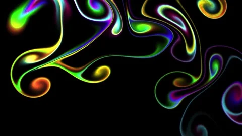 Glowing Neon Rainbow Fluid Smoke Swirls Abstract Motion Background Stock Footage 346223644