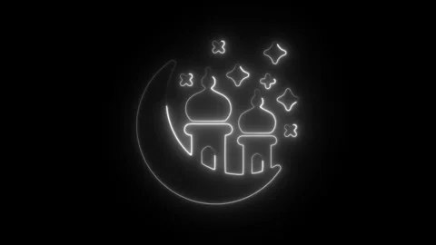 Glowing neon ramadan icon isolated on black background. HD Video motion gra.. Stock Footage 304105589