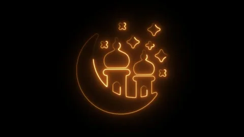 Glowing neon ramadan icon isolated on black background. HD Video motion gra.. Stock Footage 304105605