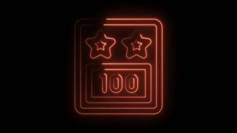 Glowing neon ranking element animation featuring stars and score of one hundred Stock Footage 330770582