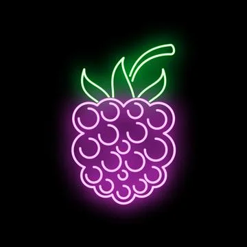 Glowing neon raspberry outlining a berry fruit design Stock Illustration