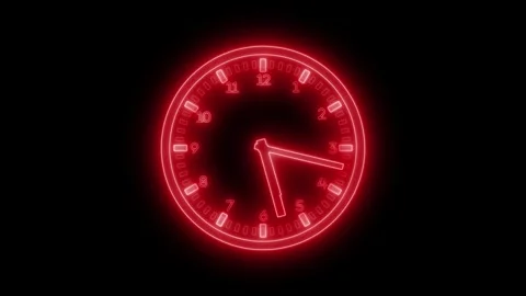 Glowing neon Realistic Time Passing Animation with Analog Clock Countdown D.. Stock-Footage 337020118