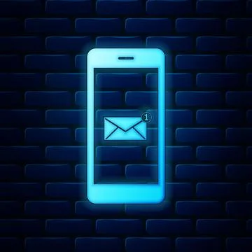 Glowing neon Received message concept. New email notification on the smartphone Stock Illustration