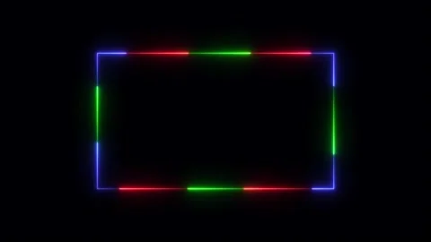 Glowing neon rectangle border frame in the shape rectangle glowing and blac.. Stock Footage 297831672