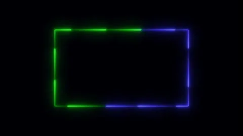 Glowing neon rectangle border frame in the shape rectangle glowing and blac.. Stock Footage 297831692