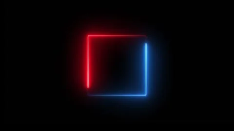 Glowing neon rectangle border frame animation isolated on black background Stock Footage 320556335