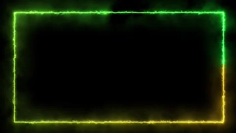 Glowing Neon Rectangle Border With Green And Yellow Energy Stock-Footage 318213445