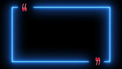 Glowing neon rectangle box with quotation marks animation.Text mark of the .. Video stock 310280913