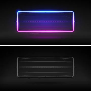 Glowing Neon Rectangle Frame On and Off Version Stock Illustration
