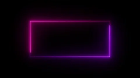 Glowing neon rectangle frame on black background with pink and purple colors Stock Footage 338985861