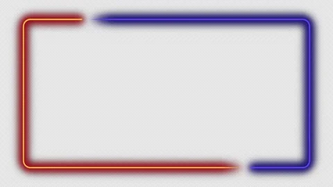 Glowing Neon Rectangle Frame Blue and Orange Loop with Alpha Channel. Stock Footage 330549590