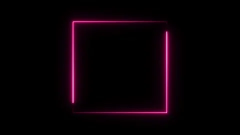 Glowing neon rectangle frame with electric flickering effects. Stock Footage 336621440